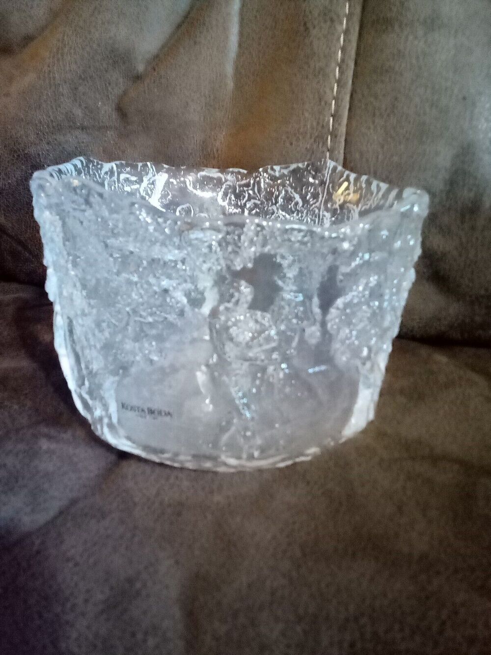 Kosta Boda Sweden Rhapsody Wedding Dancers Glass Bowl by Kjell Engman 4" tall